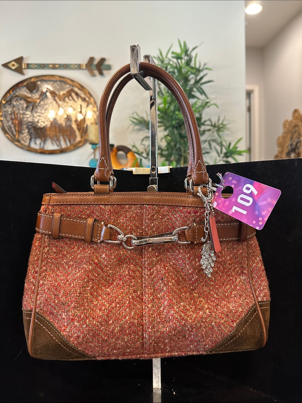 Coach #109 Hampton Herringbone Tweed Satchel Y2K